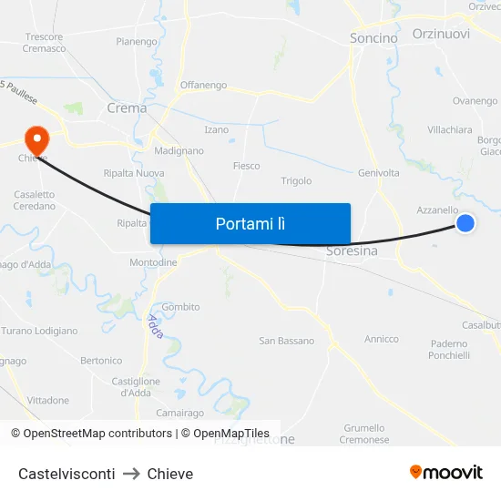 Castelvisconti to Chieve map