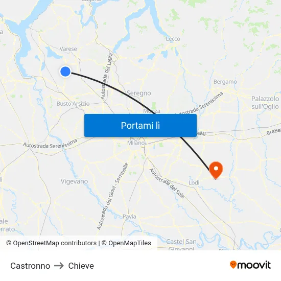 Castronno to Chieve map