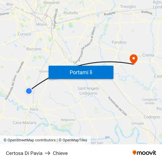 Certosa Di Pavia to Chieve map