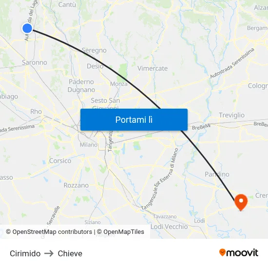Cirimido to Chieve map