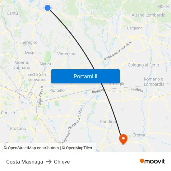 Costa Masnaga to Chieve map