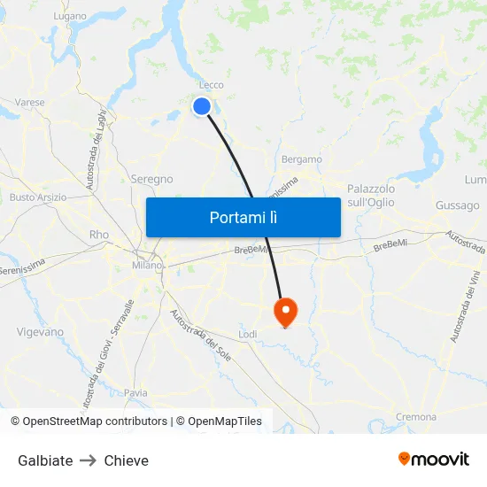 Galbiate to Chieve map