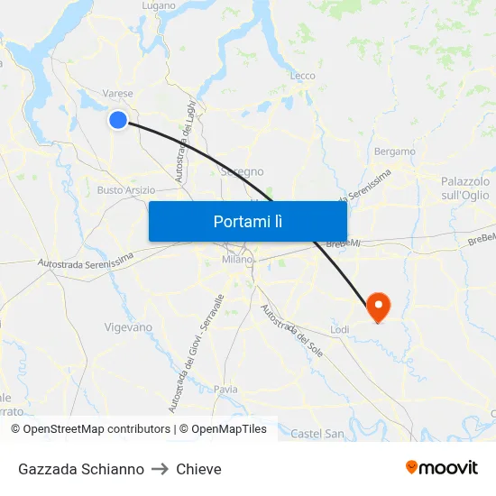 Gazzada Schianno to Chieve map