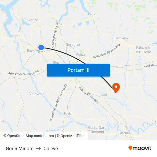 Gorla Minore to Chieve map