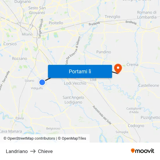 Landriano to Chieve map