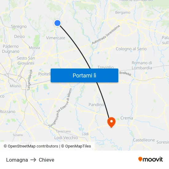 Lomagna to Chieve map