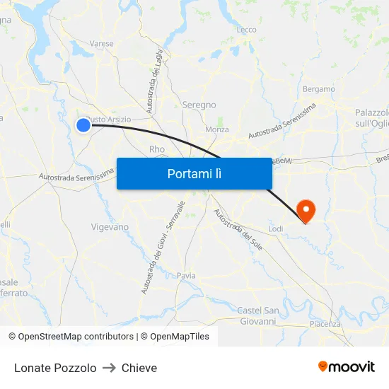 Lonate Pozzolo to Chieve map