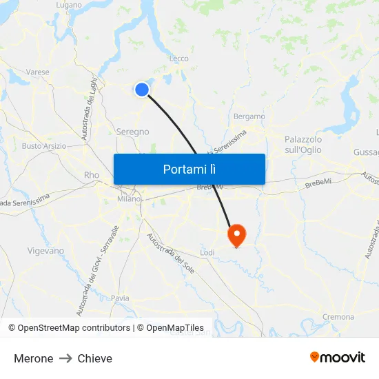 Merone to Chieve map