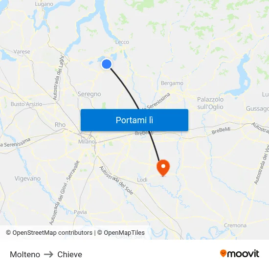 Molteno to Chieve map