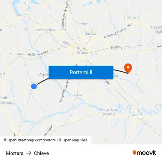 Mortara to Chieve map