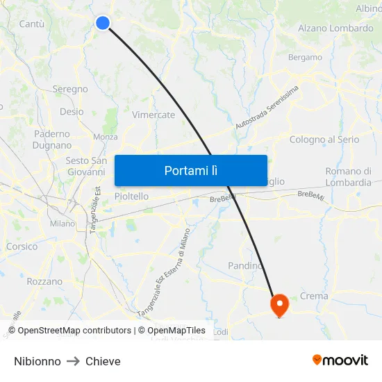 Nibionno to Chieve map