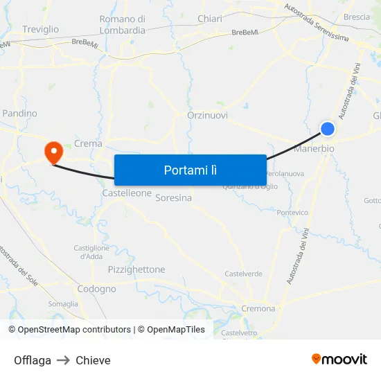 Offlaga to Chieve map