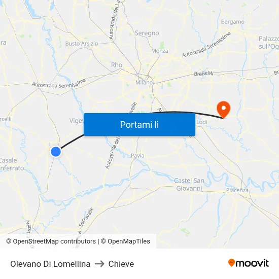 Olevano Di Lomellina to Chieve map