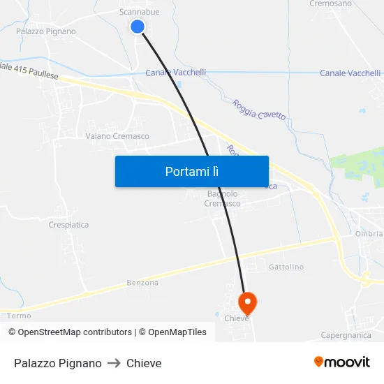 Palazzo Pignano to Chieve map
