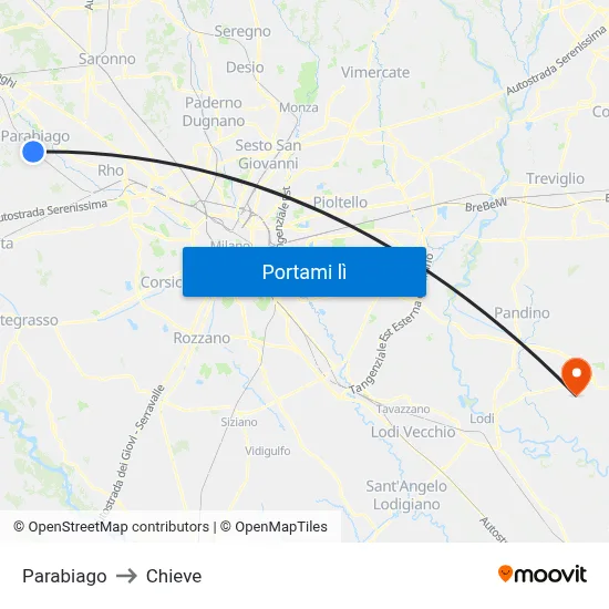 Parabiago to Chieve map
