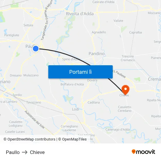 Paullo to Chieve map