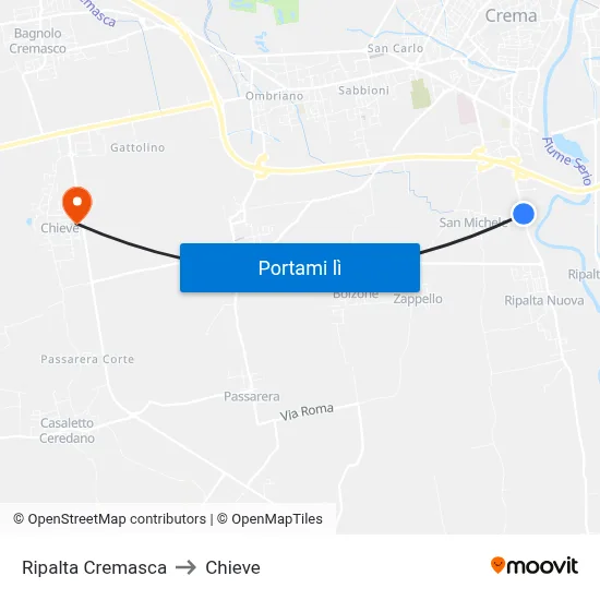 Ripalta Cremasca to Chieve map