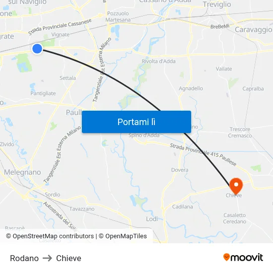 Rodano to Chieve map