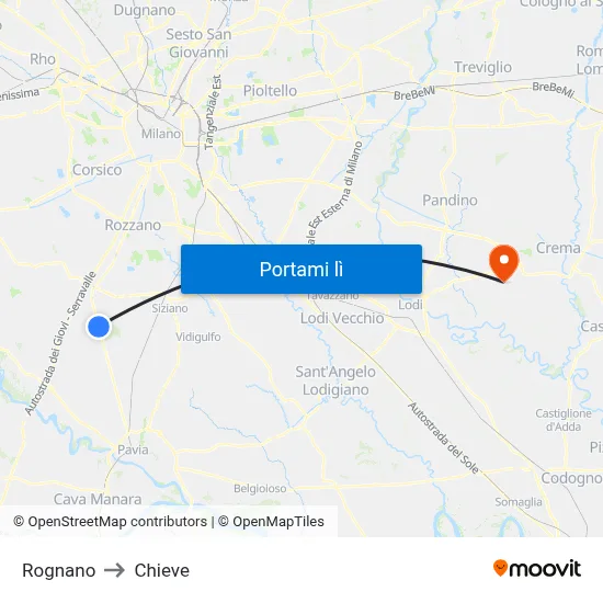 Rognano to Chieve map