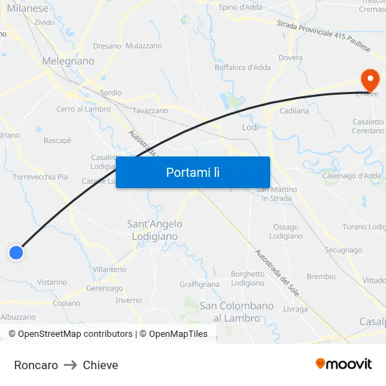 Roncaro to Chieve map