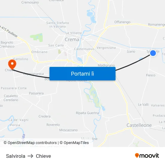 Salvirola to Chieve map
