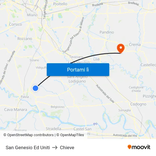 San Genesio Ed Uniti to Chieve map