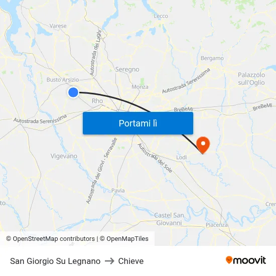 San Giorgio Su Legnano to Chieve map