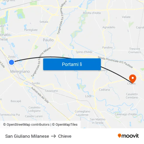 San Giuliano Milanese to Chieve map