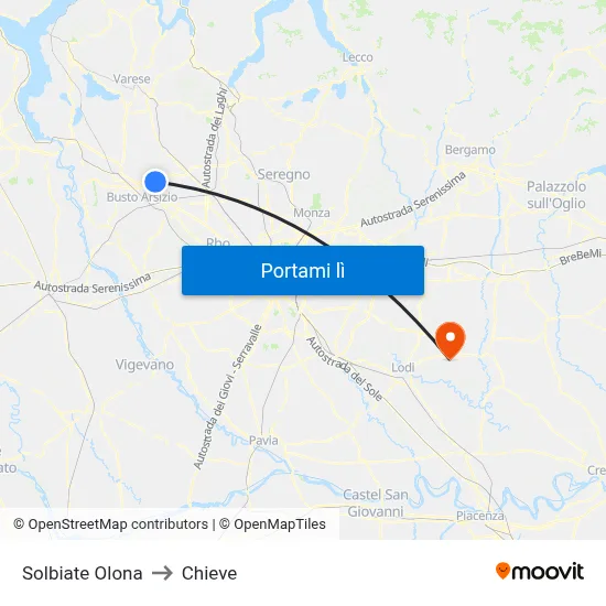 Solbiate Olona to Chieve map