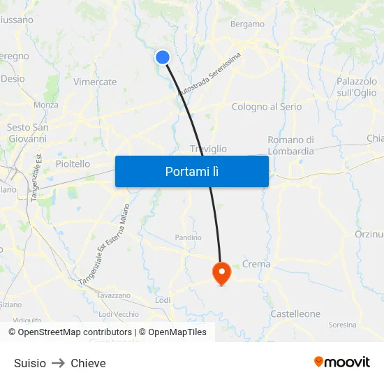 Suisio to Chieve map