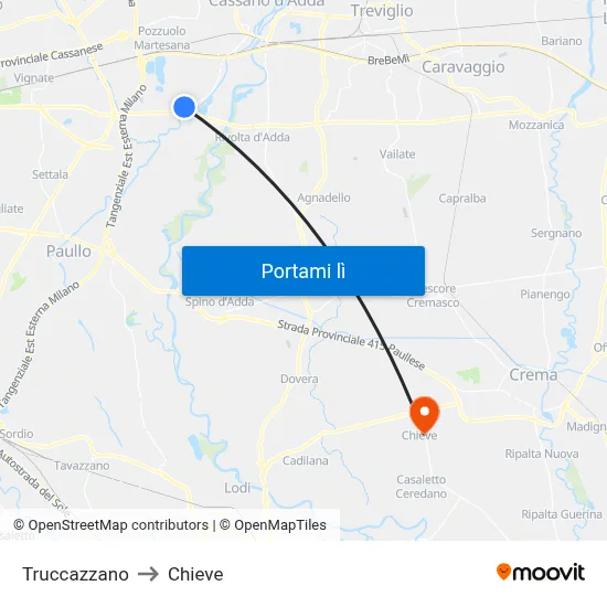 Truccazzano to Chieve map