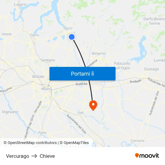 Vercurago to Chieve map