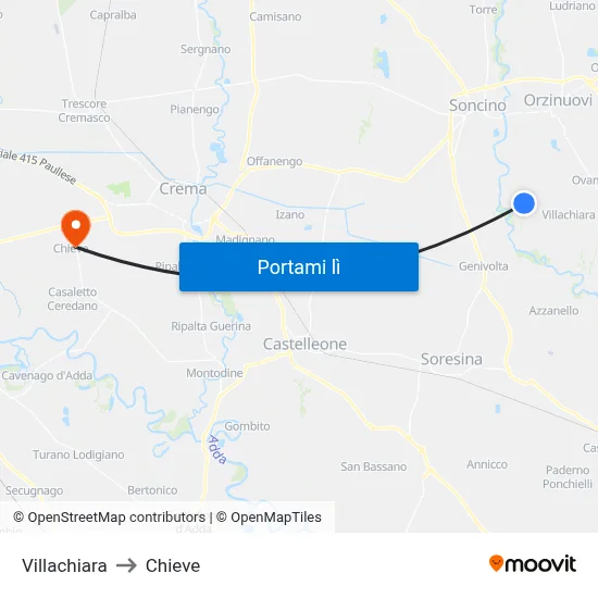 Villachiara to Chieve map