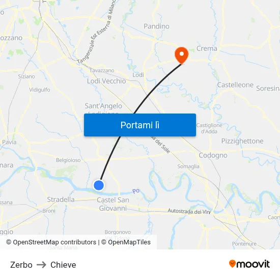 Zerbo to Chieve map