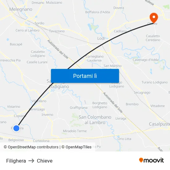 Filighera to Chieve map