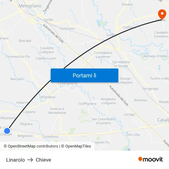 Linarolo to Chieve map
