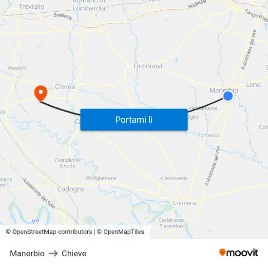 Manerbio to Chieve map