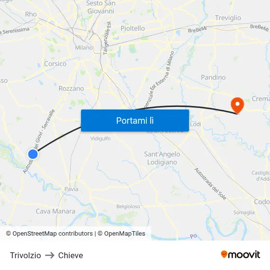 Trivolzio to Chieve map