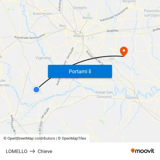 LOMELLO to Chieve map