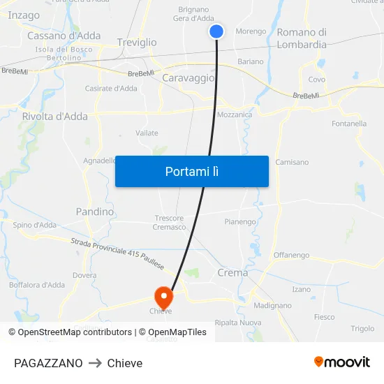 PAGAZZANO to Chieve map