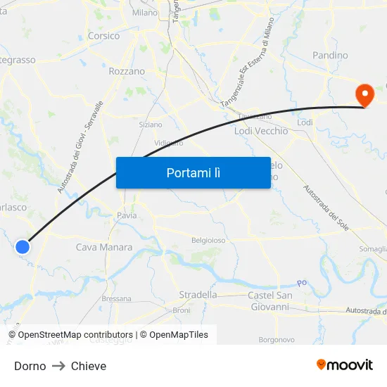 Dorno to Chieve map