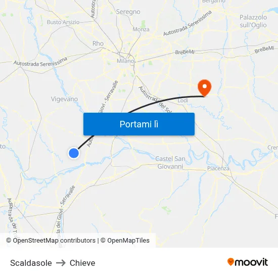 Scaldasole to Chieve map