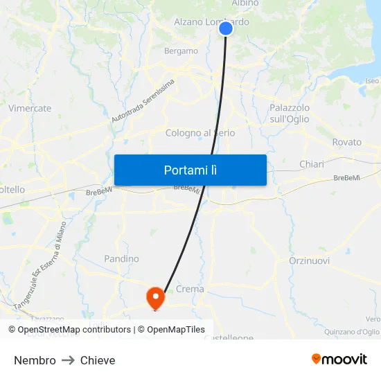 Nembro to Chieve map