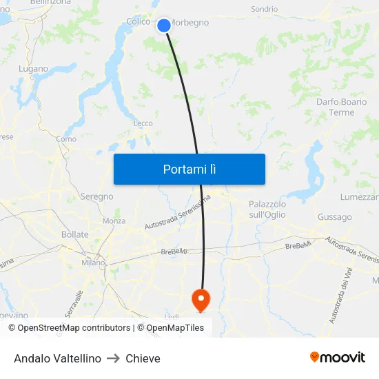 Andalo Valtellino to Chieve map