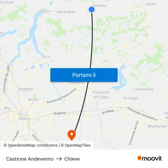 Castione Andevenno to Chieve map