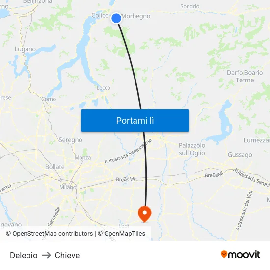 Delebio to Chieve map
