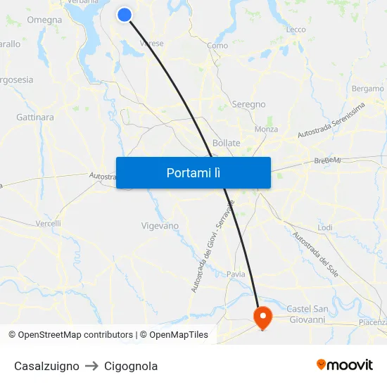 Casalzuigno to Cigognola map