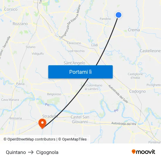 Quintano to Cigognola map