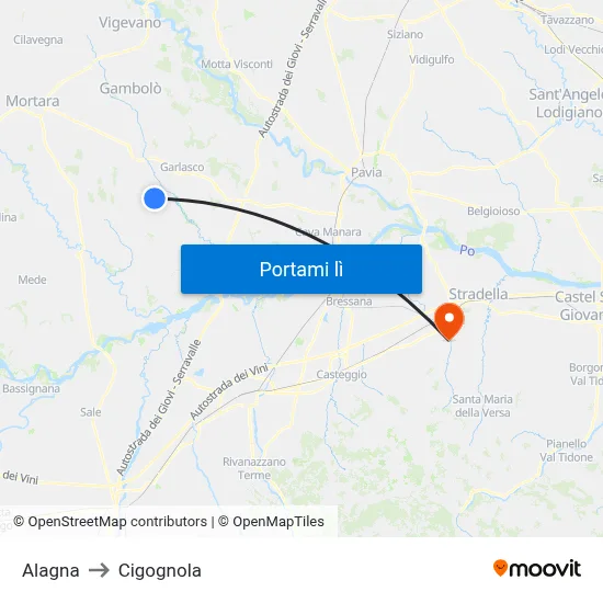 Alagna to Cigognola map