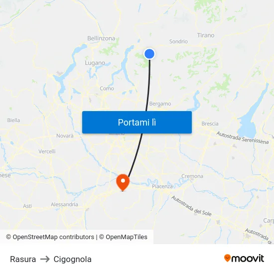 Rasura to Cigognola map